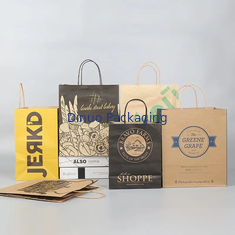 Niestandardowy zakupy drukowane Kraft papier worek z uchwytem Restauracja Fast Food zakupy z wywiezieniem
