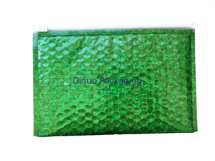 Wodoodporne torby bąbelkowe z zamkiem błyskawicznym / zielone metaliczne błyszczące holograficzne folie bąbelkowe Ziplock 300 x 250 mm