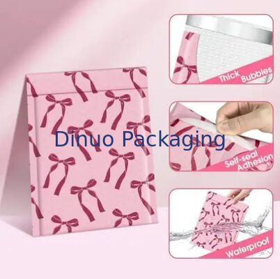 Pink Bow Design Pack Bubble Mailing Bag Waterproof Tear Resistant Padded Envelopes for Small Business Shipping