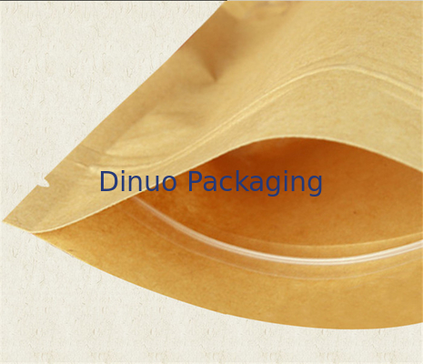 Dostosowany zamek błyskawiczny Kraft Paper Stand Up Pouch Z Tear Notch Food Packaging