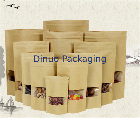 Dostosowany zamek błyskawiczny Kraft Paper Stand Up Pouch Z Tear Notch Food Packaging