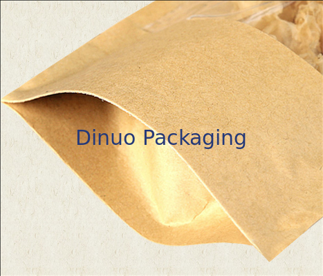 Dostosowany zamek błyskawiczny Kraft Paper Stand Up Pouch Z Tear Notch Food Packaging