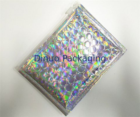 Dostosowane holograficzne koperty bąbelkowe Błyszczący kolor z zamknięciem Ziplock do recyklingu