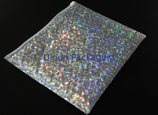 220x160mm Błyszczące holograficzne koperty bąbelkowe z zamkiem kosmetycznym Jiffy Bag Bubble
