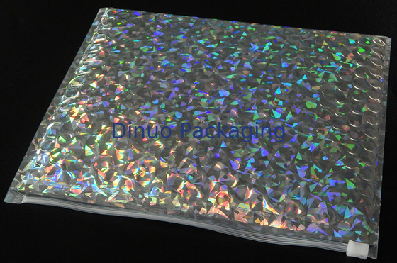 220x160mm Błyszczące holograficzne koperty bąbelkowe z zamkiem kosmetycznym Jiffy Bag Bubble