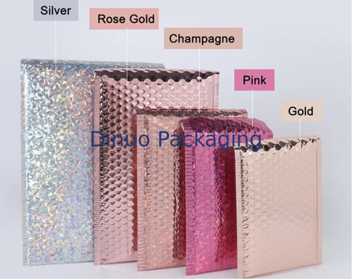 6 x 10 Niestandardowe drukowane wyściełane koperty Bąbelkowe torby pocztowe Brokatowa folia metaliczna